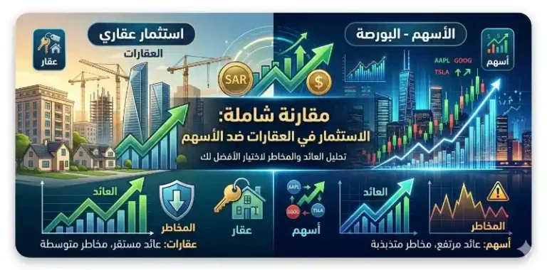 مقارنة بين الاستثمار في العقارات والأسهم من حيث العائد والمخاطر